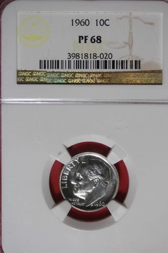 1960 NGC 10C PF68 ROOSEVELT DIME #B50820