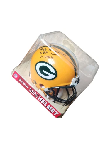 Green Bay Packer Autographed President Bob Harlan Riddell Mini Helmet