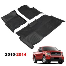 All Weather Floor Mats For 2010-2014 Ford F-150 F150 Super Crew Cab Tpe Liners