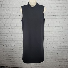 Ann Taylor Black Mock Neck Sleeveless Stretch Lined Knee Length Sheath Dress 6
