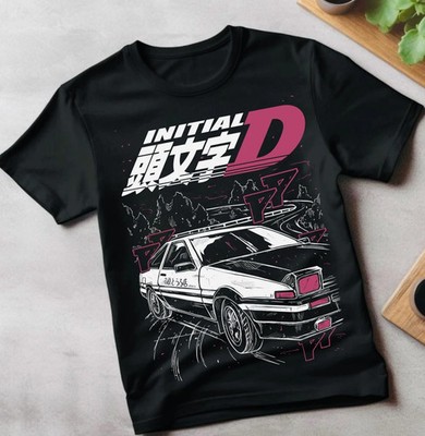 Anime Initial D Itsuki Fujiwara Trace Black T-Shirt