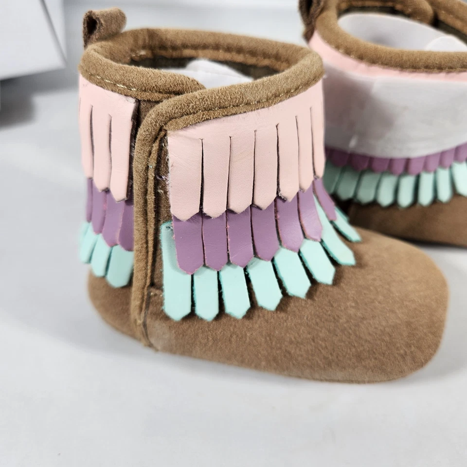 Robeez первый удары бахрома кожаный ботинок размер 6-9 месяцев Baby девочки/мальчика новый - Изображение 2 из 4