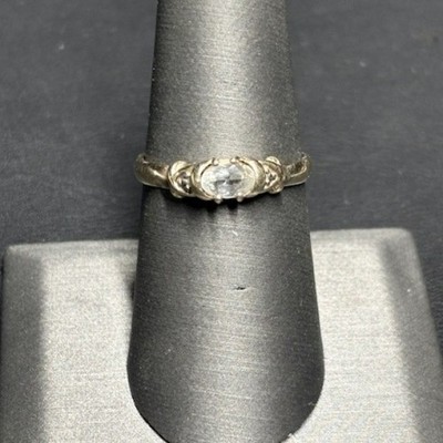 JCM YELLOW GOLD AND PALE BLUE TOPAZ RING SIZE 7.5 SKY