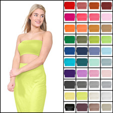 Womens Strapless Top Bandeau Vest Ladies Stretch Boob Tube Bra Vest Crop Top