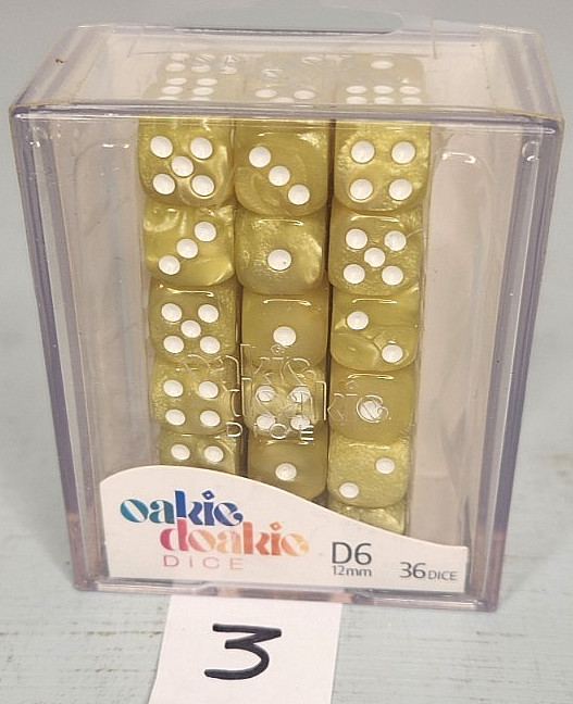 NEW Oakie Doakie DICE 36 D6 Dice 12mm Sets MARBLE YELLOW 3