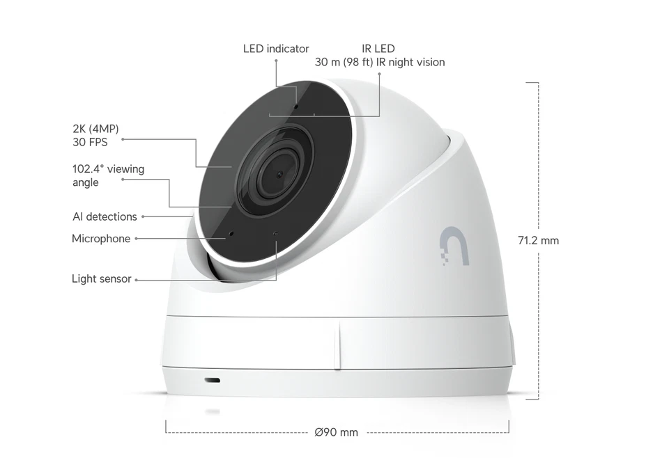 Ubiquiti UniFi G5 Turret Ultra 4MP/2K Camera (UVC-G5-Turret-Ultra), White - Image 1 of 1