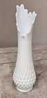 Vintage Fenton Hobnail 12 Finger Swung Vase White Milk Glass 12" MCM Decor