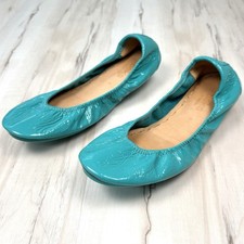 TIEKS by Gavrieli Womens US 8 Turqoise Blue Patent Leather BALLET FLATS Shoes