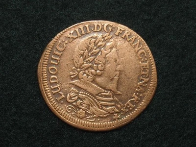 JETON CUIVRE ROUGE 28mm LOUIS XIII NUREMBERG WOLF LAUFER RECHENPFENNIG (n155 - Photo 1/3