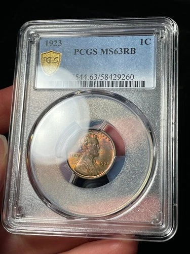 1923 PCGS MS63 RB Lincoln Wheat Cent Toned
