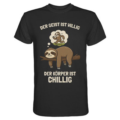 Faultier T-Shirt Lustig Spruch Chill Motivation Slow Life Geschenk Tier Cartoon
