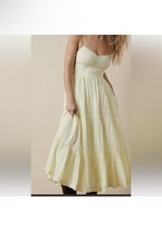 American Eagle Light Yellow Tired Maxi Dress