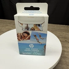 HP Sprocket Zink Photo Paper 2x3" for HP Sprocket Photo Printers 20 Sheets NIB