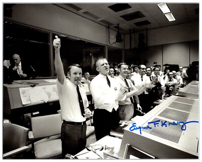 Gene Kranz (Hand-signed) and Tiger Team Photo Celebrating Apollo 13 Safe Landing