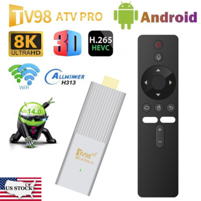 8K UHD Smart TV Stick Android 14 2GB+8GB 2.4G&5G Dual WiFi BT5.0 Media Player US