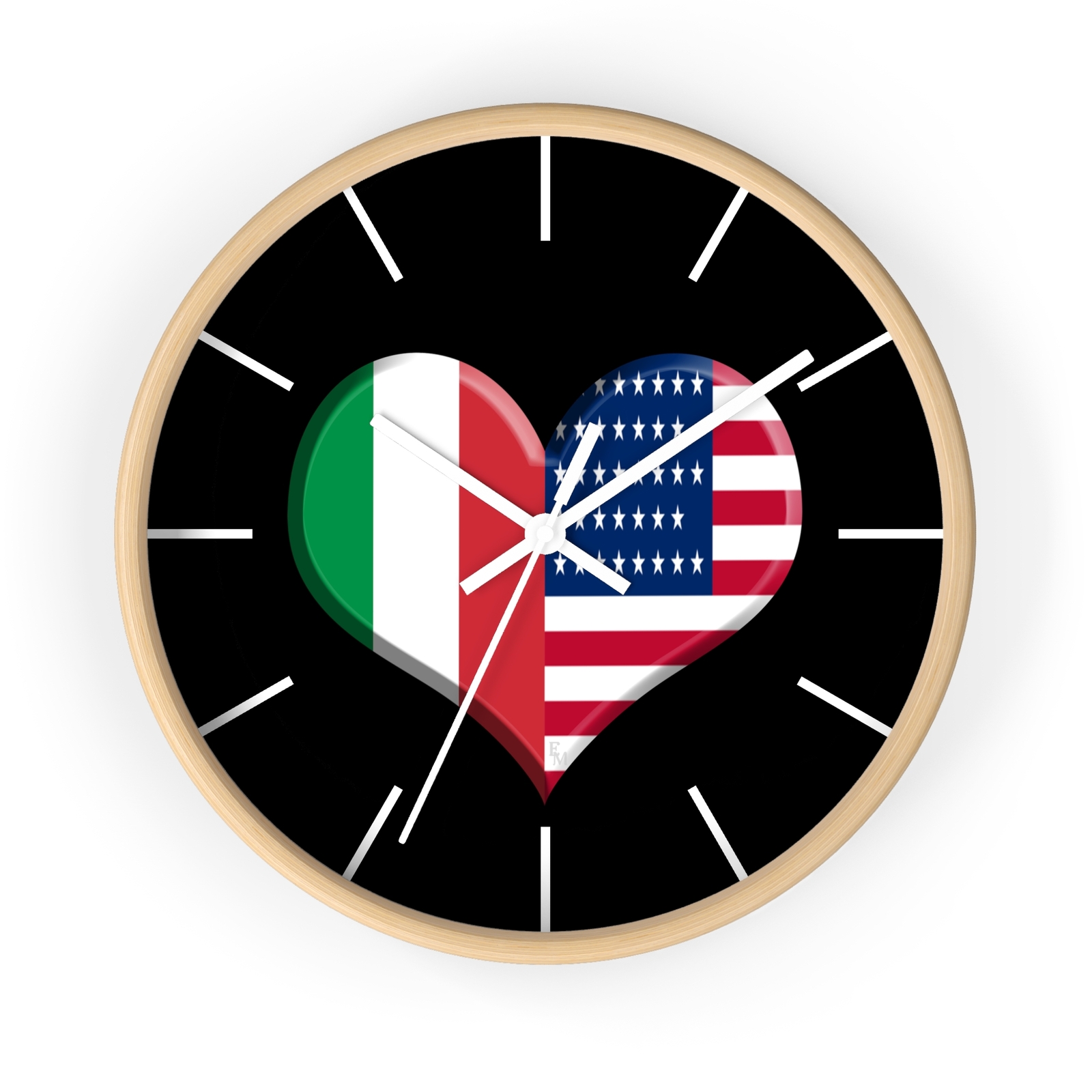 Italian American Wall clock Flag Heart Italian Pride American Pride