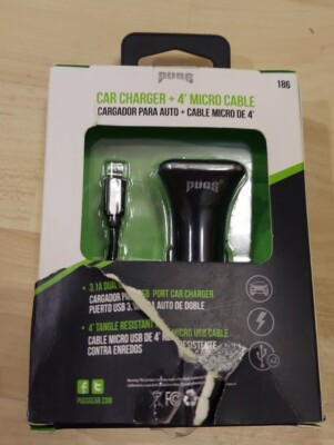 PUGS: Car Charger 4' Micro Cable