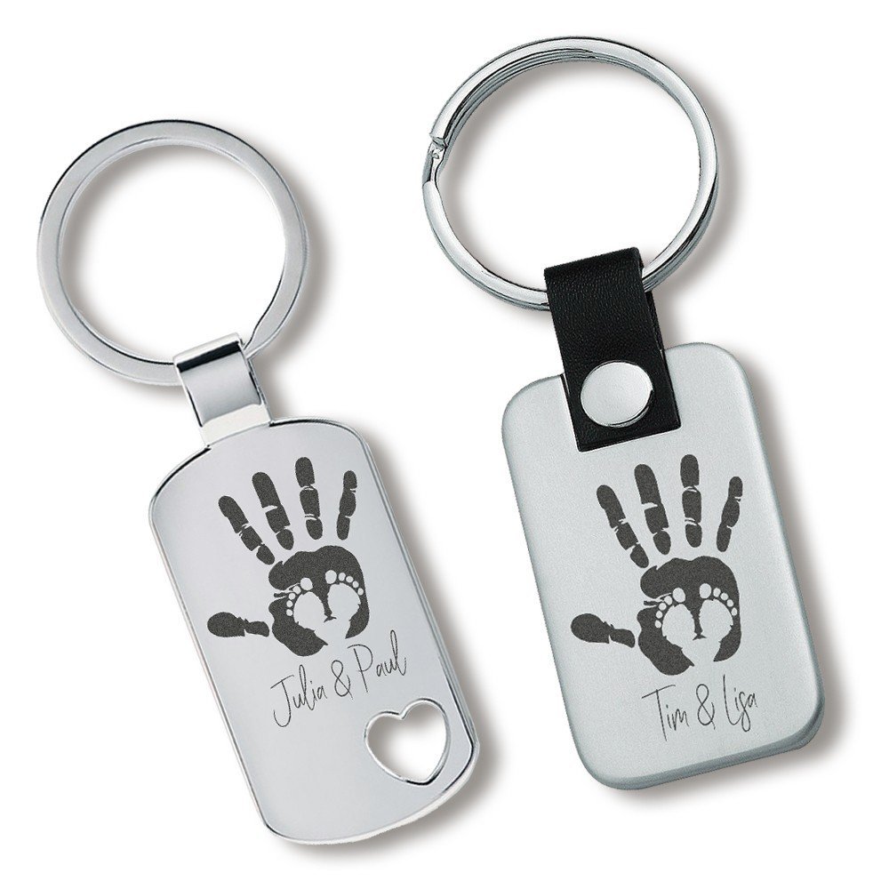 Lieblingsmensch® Metall Schlüsselanhänger Set Hand und Fuß für Mama und Papa
