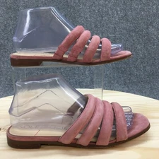 Sole Society Sandals Womens 7 M Saxten Casual Slip On Slide Pink Fabric Flats