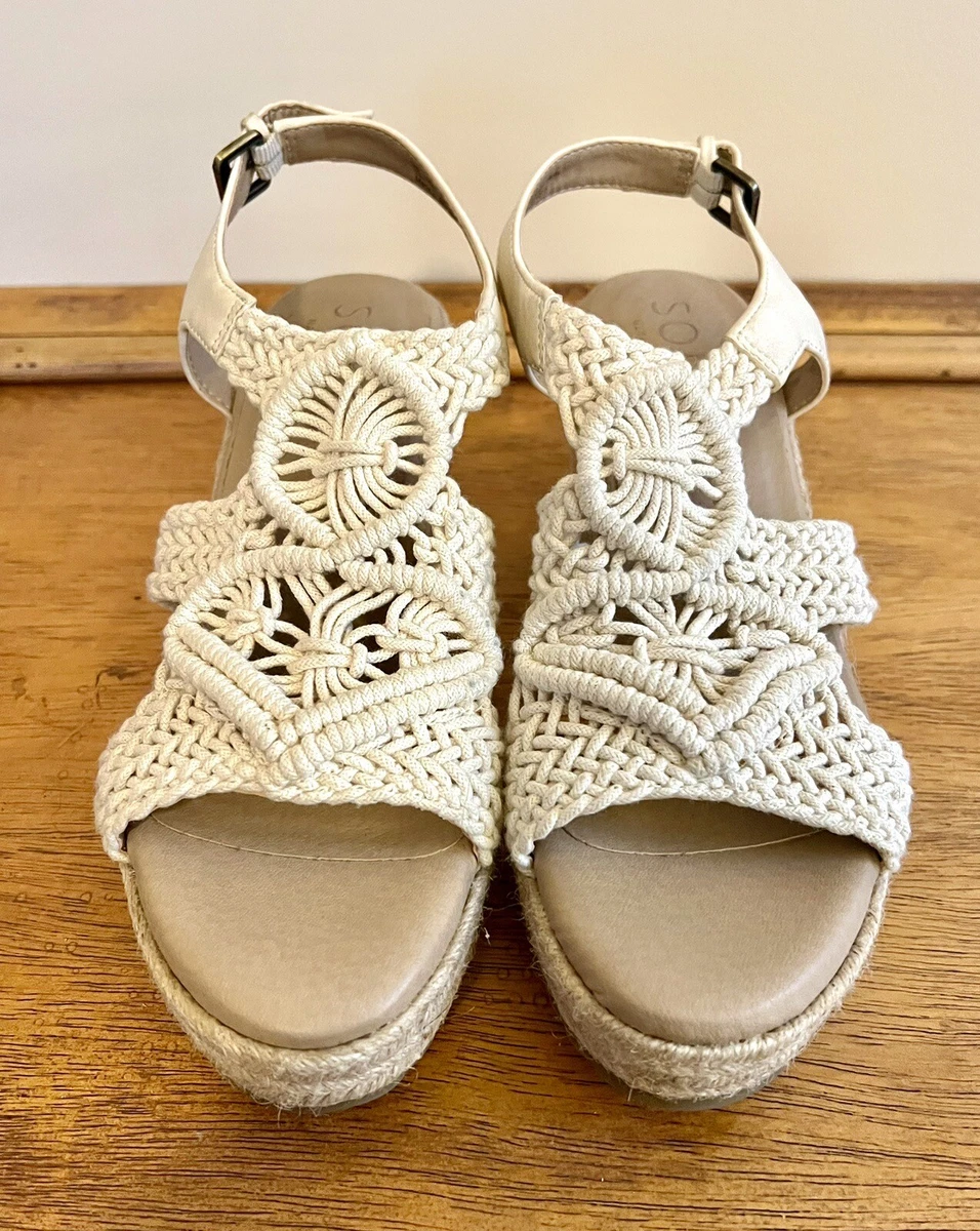 SOUL Naturalizer Oasis Cream White Crochet Espadrille Wedge