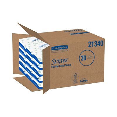 Surpass  2-Ply Facial Tissue, 45% Recycled, 100 Sheets Per Box, Case Of 30