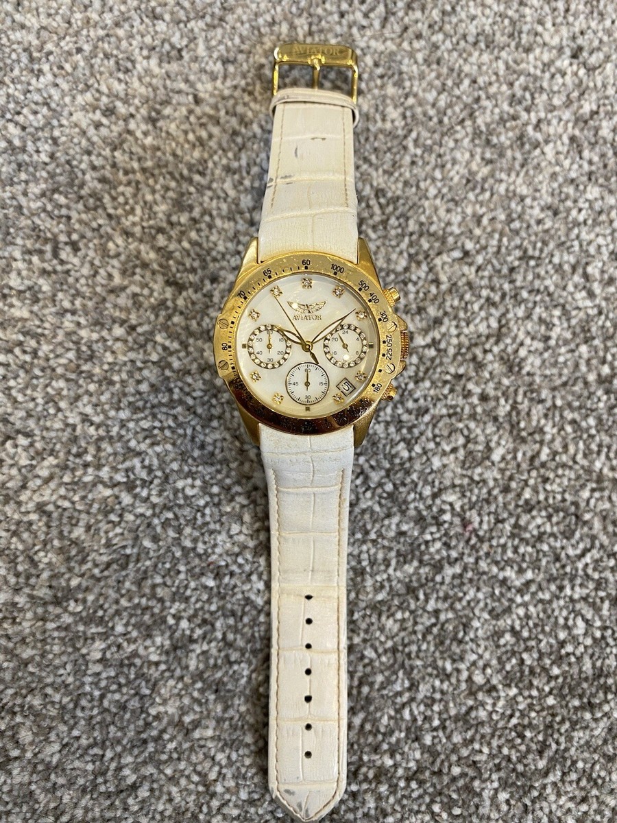 Womens Gold & White Strap Watch | eBay display picture 1