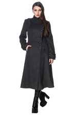 Dark Grey Gothic Vintage Retro Rockabilly Winter Industrial Coat Banned Apparel