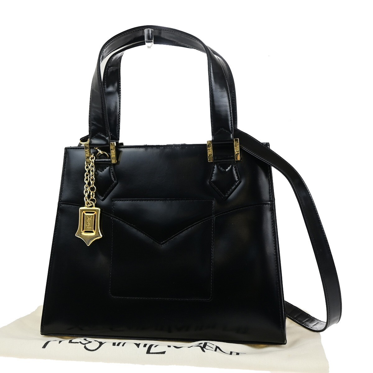 Borsa a mano YVES SAINT LAURENT YSL logo 2 vie tracolla pelle nera 36FB059