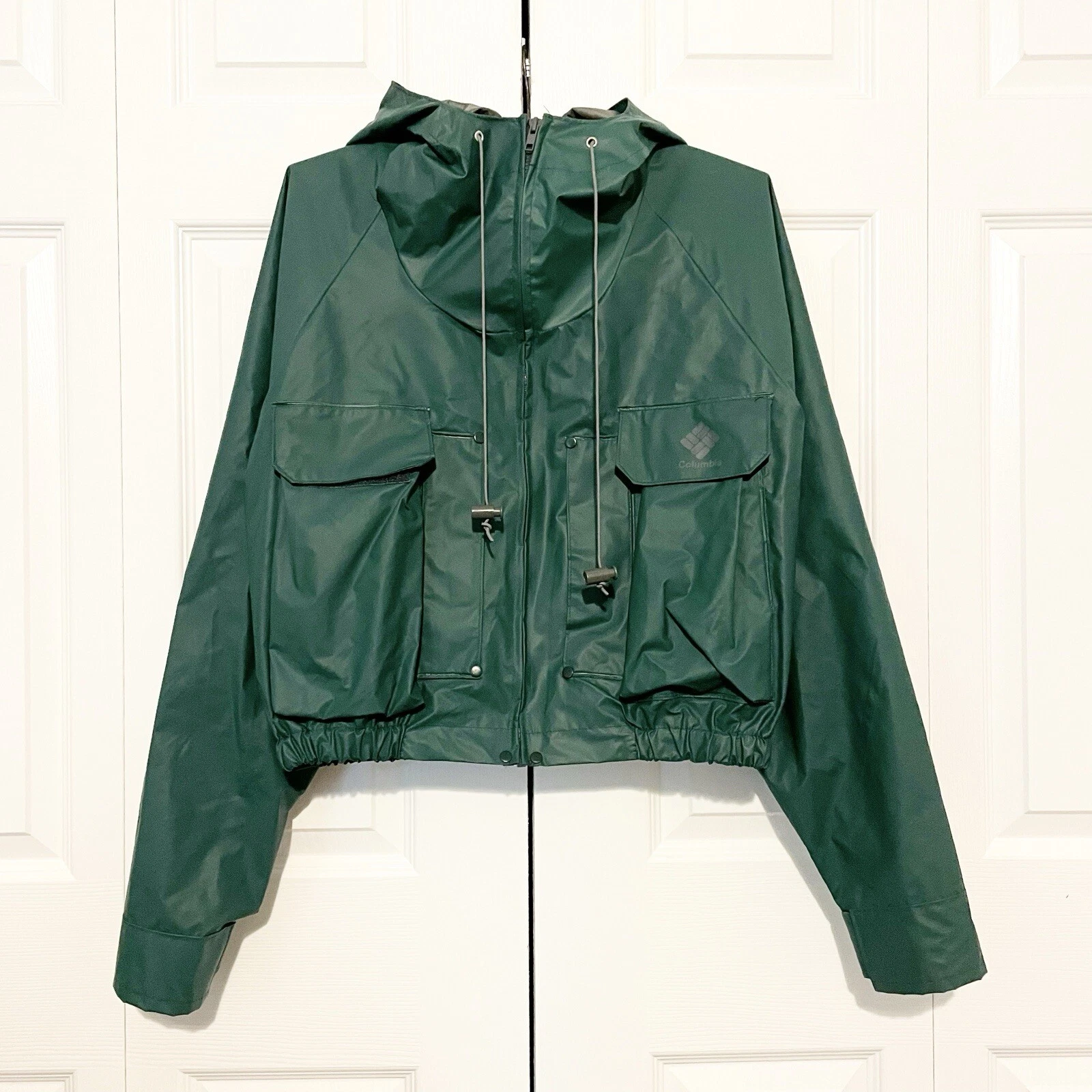 Vintage Columbia Wading Fly Fishing Shell Jacket Large Zip 80s Hooded Waterproof