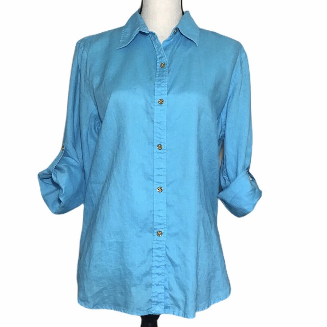 ralph lauren button down teal shirt