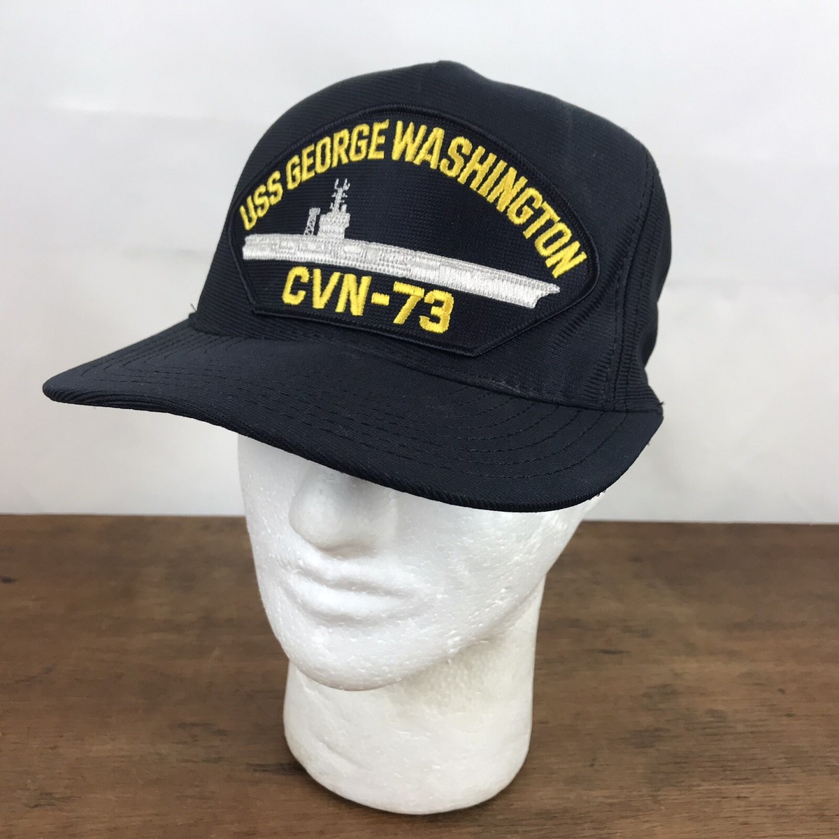Vintage USS George Washington CVN-73 Black Snapback Cap Hat USA