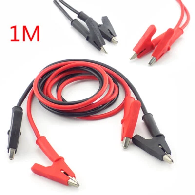 1M Double-ended Crocodile Alligator Clip Electrical Test Lead Cable Wire Moulded