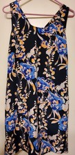 Gap Floral Watercolor Racerback, Black, Blue Flowered Shift Coverup Dress Sz Med