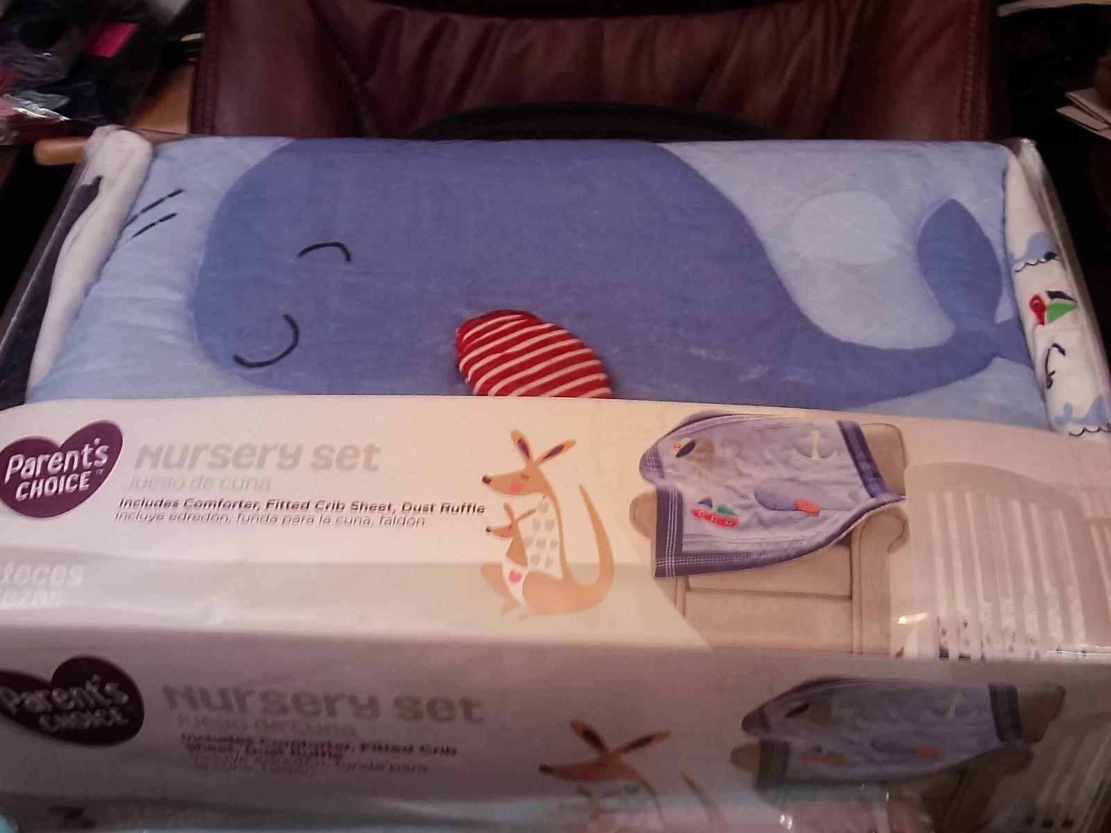 PARENT'S CHOICE~NURSERY SET~WHALE~3 PIECE CRIB BEDDING SET~NEW~COMFORTER PLUS