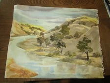 Original Watercolors By Peg Humphreys, Abstract & NorCal Mtn & River 23.5"x18.5"
