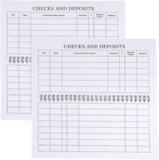2 Set 25 Sheets Check Registers for Personal Checkbook Large Print Low Vision Ch