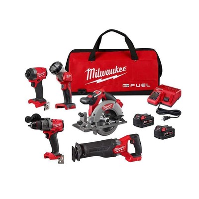 Milwaukee 5-Tool Power Tool Combo Kit 18V Li-Ion Brushless w/Batteries + Charger