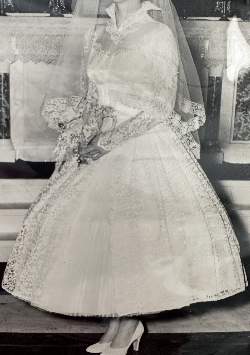 Vintage 1955 Lace Satin Tulle Wedding Dress | eBay