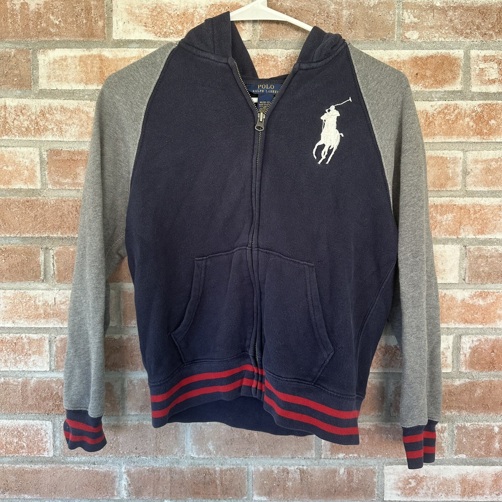 Felpa con cappuccio Polo Ralph Lauren con cerniera grande pony ragazzi medi