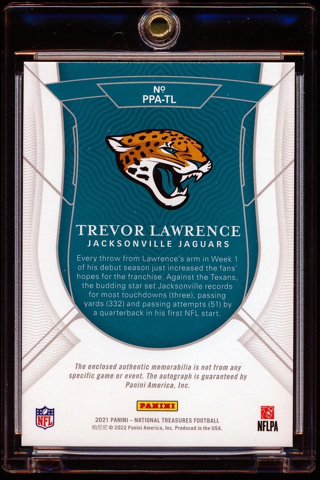 TREVOR LAWRENCE 2021 PANINI NATIONAL TREASURES PRODIGY PATCH AUTO ...