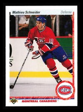 Mathieu Schneider 1990-91 Upper Deck Hockey NHL #334a Montreal Canadiens