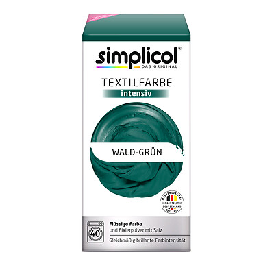 SIMPLICOL Textilfarbe INTENSIV all in 1 WALD GRÜN Farbe incl. 400g Fixierpulver