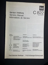Dual C 822 Cassette Deck Service Manual Thorens