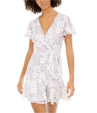 City Studio Womens Lace Wrap Dress, Purple, Juniors, 1