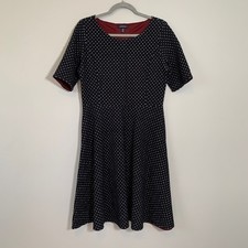 Lands' End Womens Knit Dress Geometric Print Knee Length Short Sleeve M 10-12