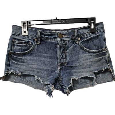 Free People Cut-Off Jean Shorts Women's Size 25 W30 Blue Boho Thrashed Grunge