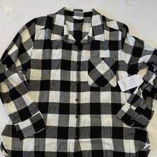 L Time and Tru Women's Button Down Flannel Shirt Long Sleeves Large 12 - 14