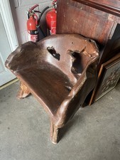 Lovely Vintage Solid Heavy Chunky Tree Root Chair Seat Garden Indoor Outdoor VGC