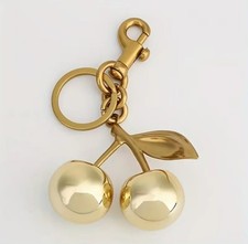 Gold Cherry Bag Charm, Exquisite Luxe Trending Handbag, Backpack Keyring Charm