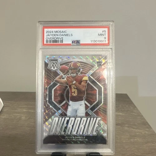 2024 Panini Mosaic Overdrive Prizm Jayden Daniels #5 Rookie PSA 9 Commanders